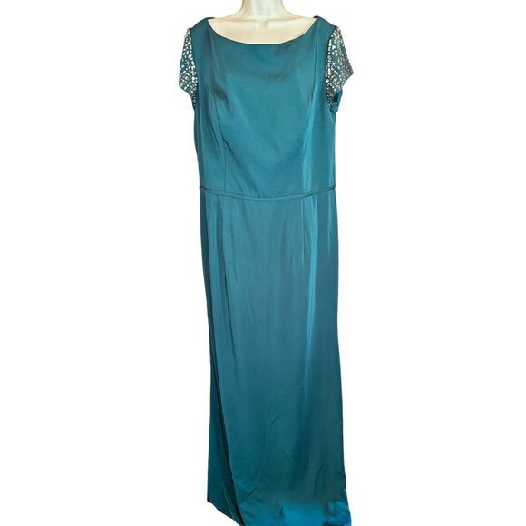 Irene for Mac Duggal 55718 Jeweled Sleeve Dress in Emerald Green NWOT Size 16 - Picture 4 of 7
